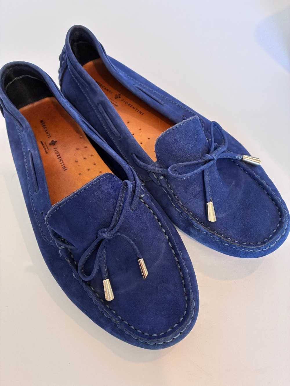 Mercanti Fiorentini Blue Suede Driving Loafers — Size 8B — Made in Brazil